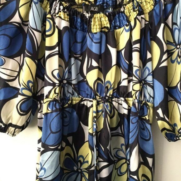 AGB Floral Blouse Tube Style Off Shoulder Sleeves Classic Multicolor Womens L - Picture 5 of 7